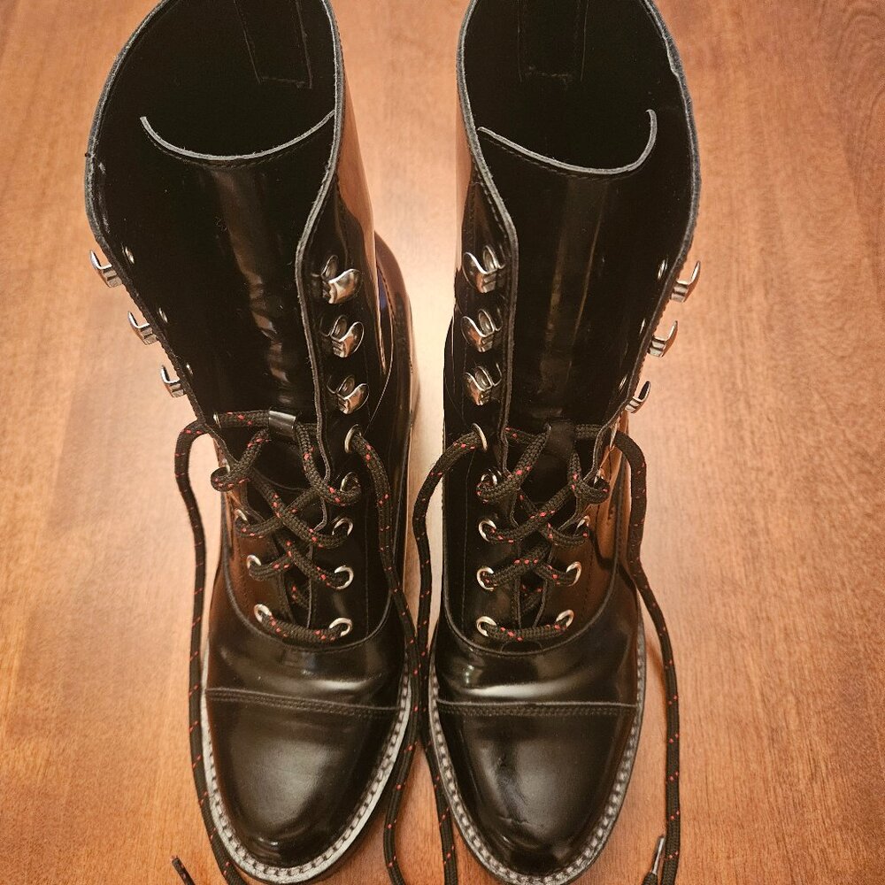 Marc Fisher LTD WANYA Patent Leather 3" Heel Boots Women’s 8M Black PNDF2C0001